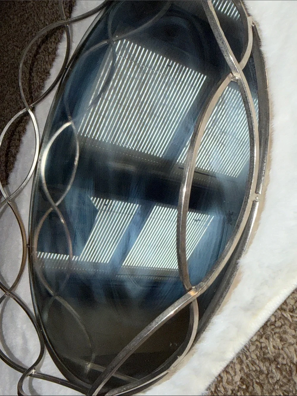 Round Silver Twisted Metal Wall Mirror - Decorative Accent